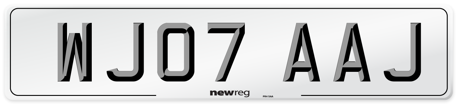 WJ07 AAJ Number Plate from New Reg